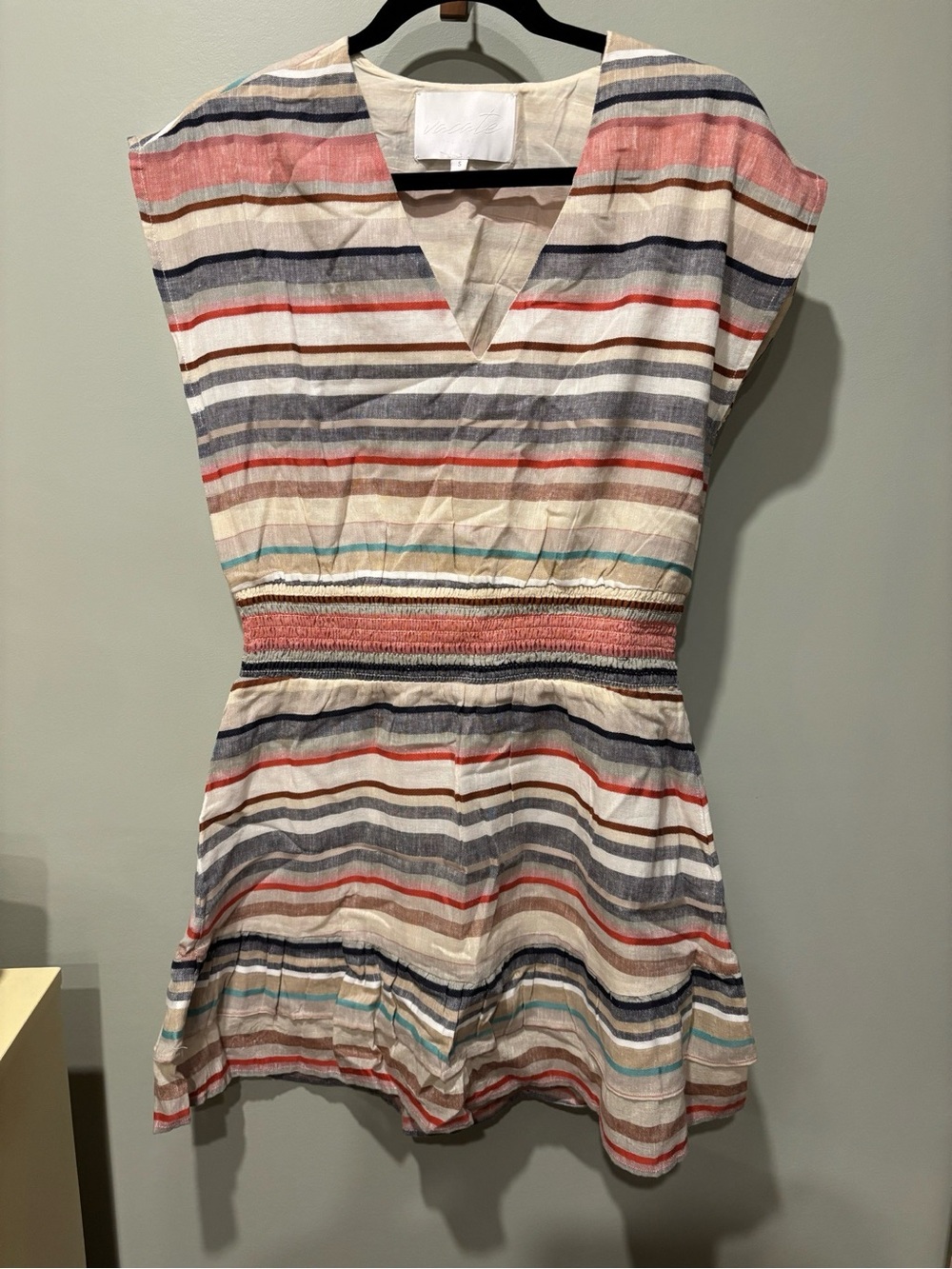Vacate The Label Striped Mini Dress - Cream, Coral, Navy